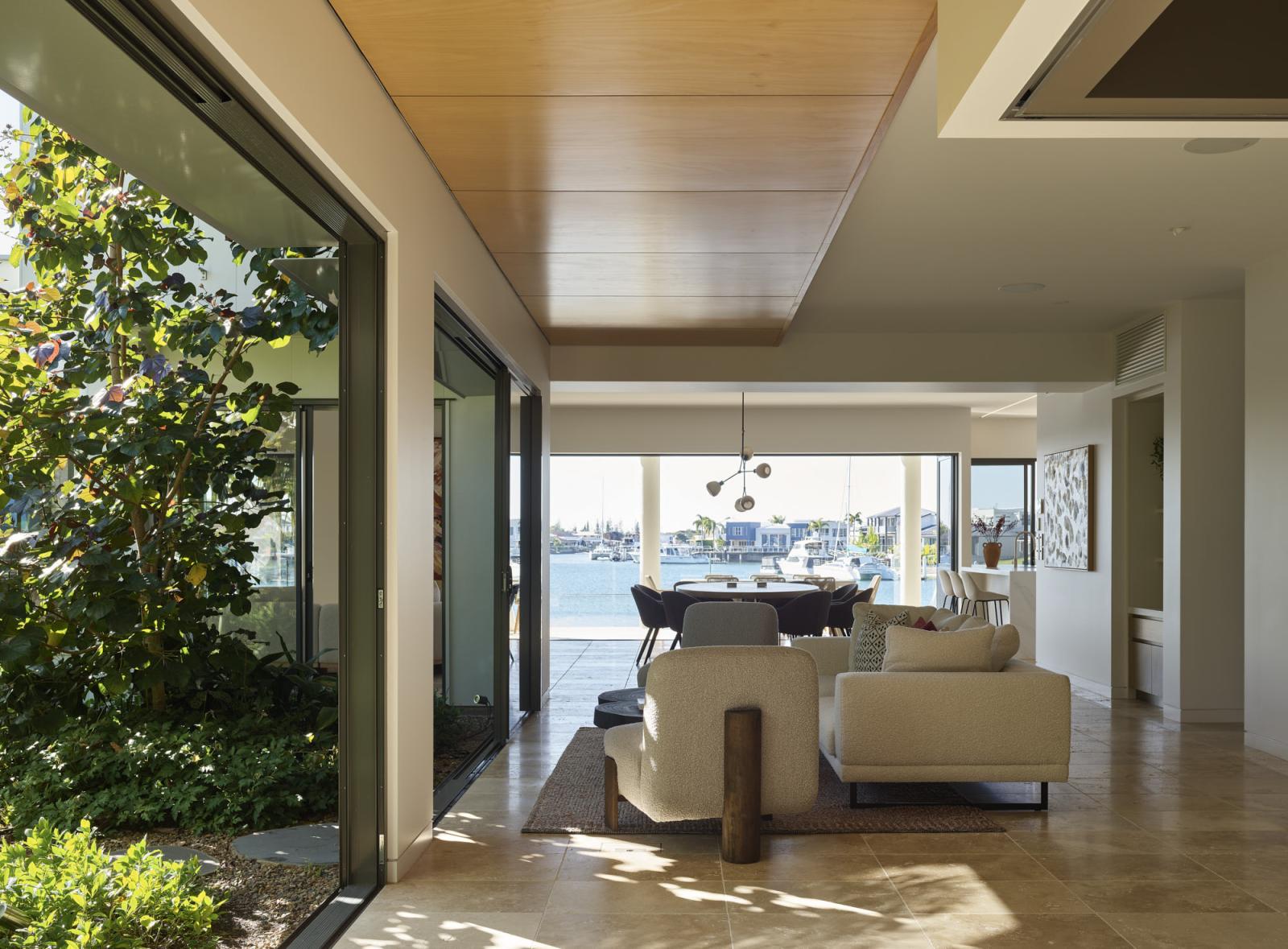 living area luxury waterfront house sunshine coast