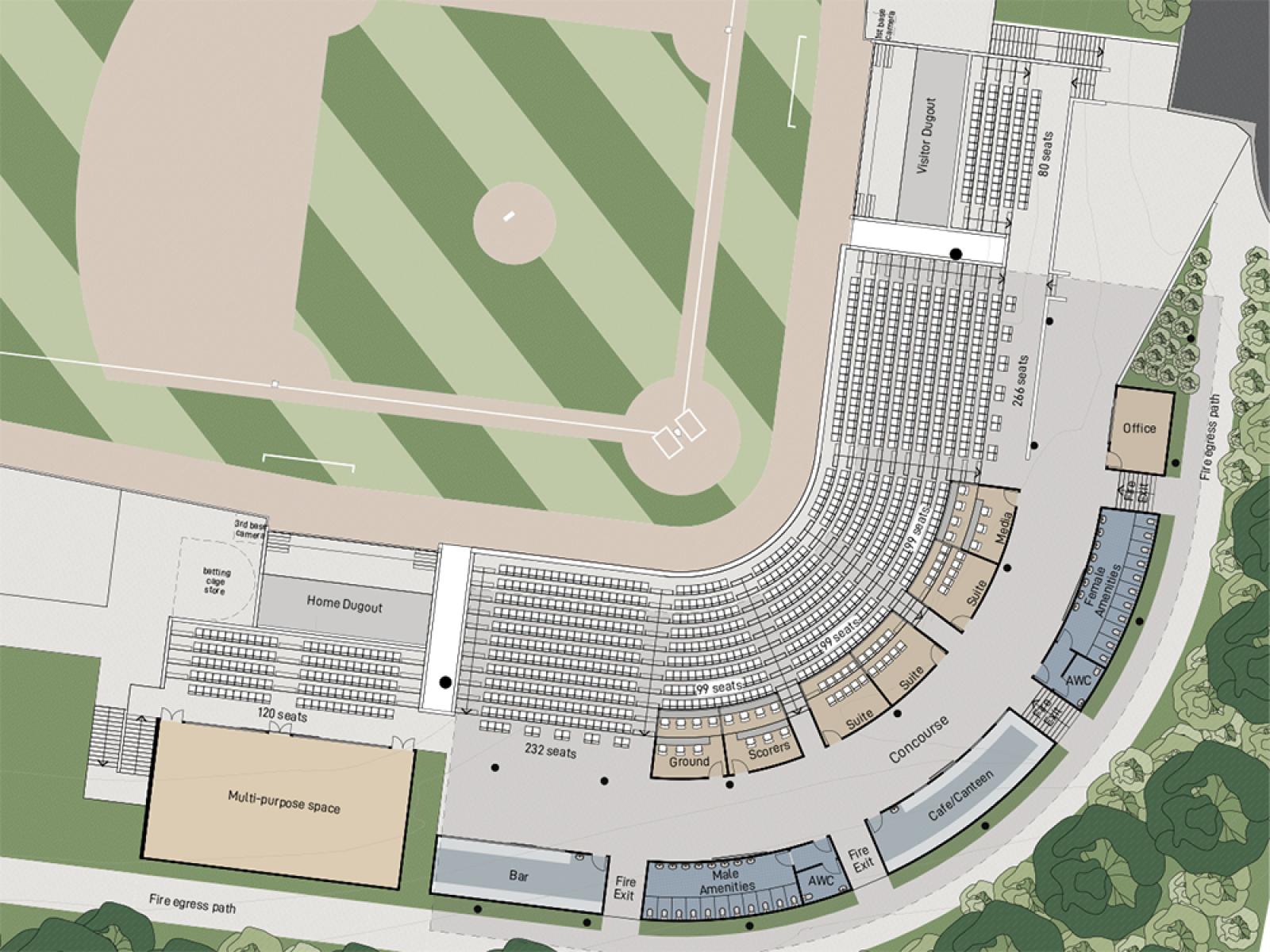 new baseball stadium brisbane pine hills lightning baseball concourse level plan