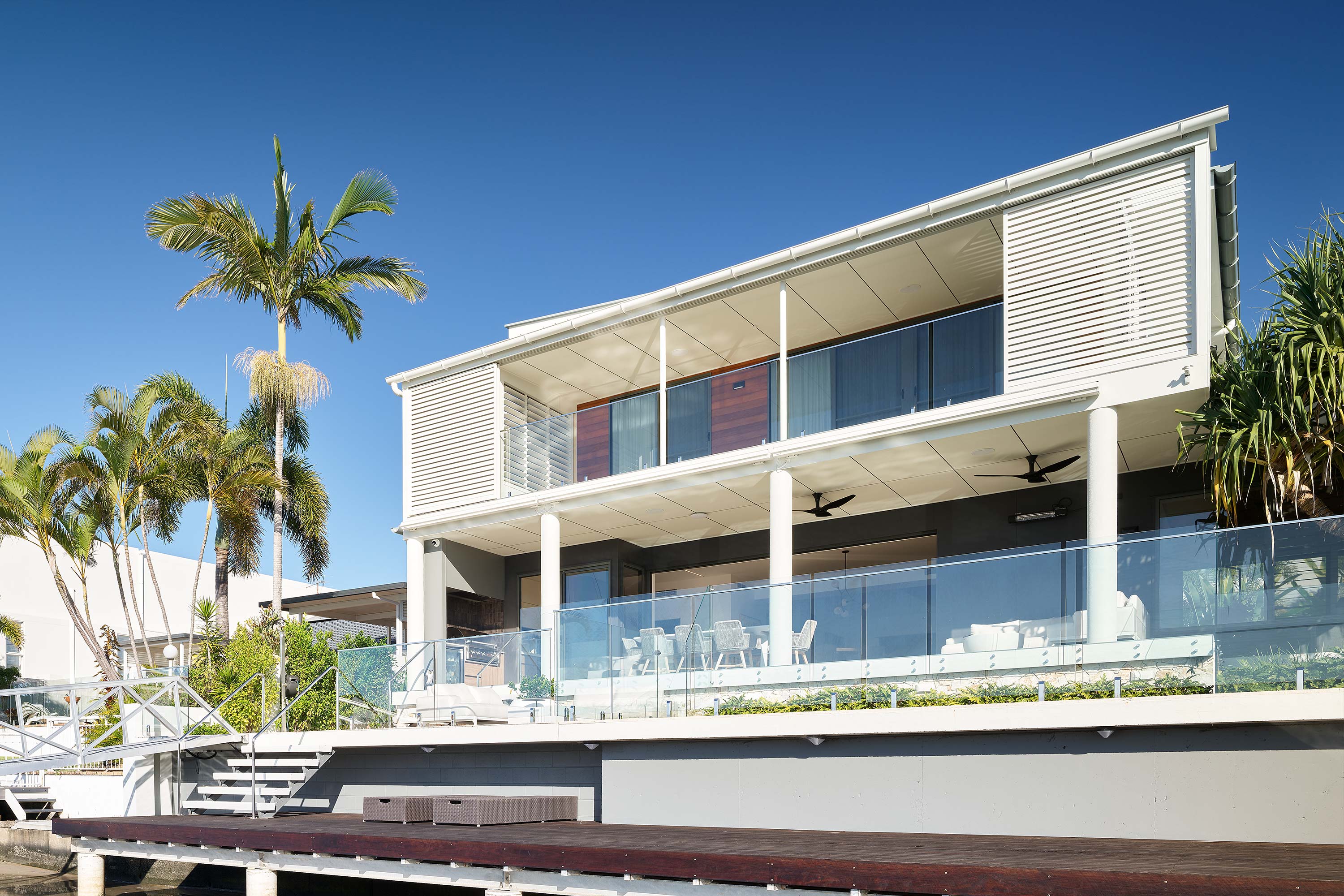 Mooloolah canal luxury residence design front-on